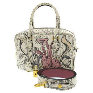 Prada James Jean Glace Calfskin Rabbit Bauletto bag